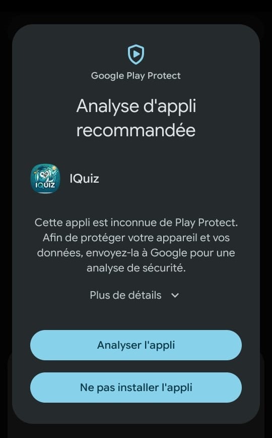 Application sûre confirmation